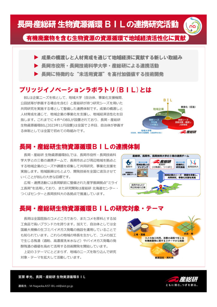 長岡・産総研生物資源循環 ＢＩＬの連携研究活動